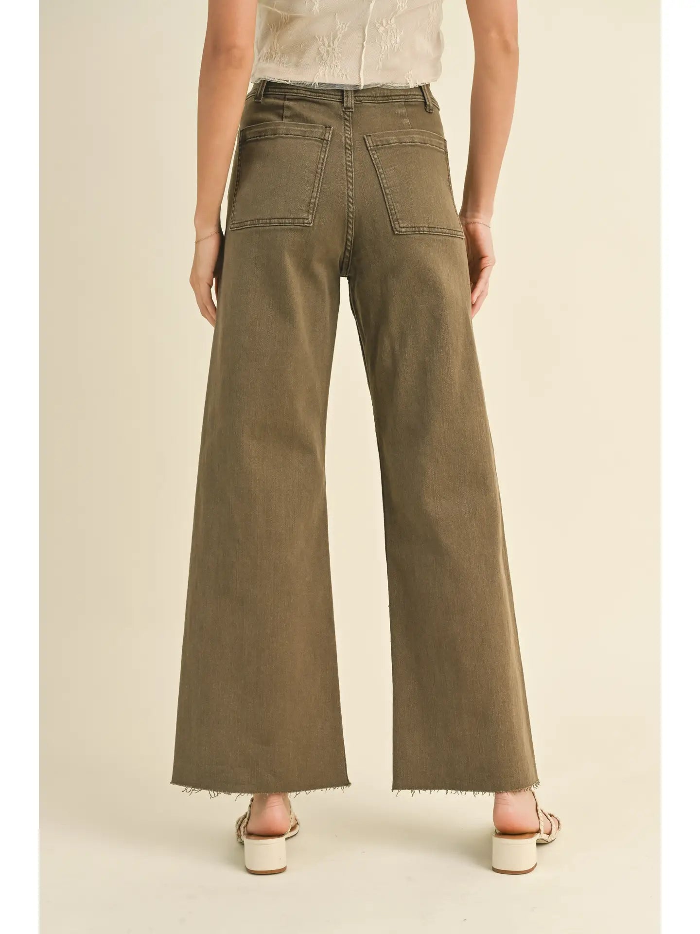 Straight Wide Leg Pants with Front Pocket