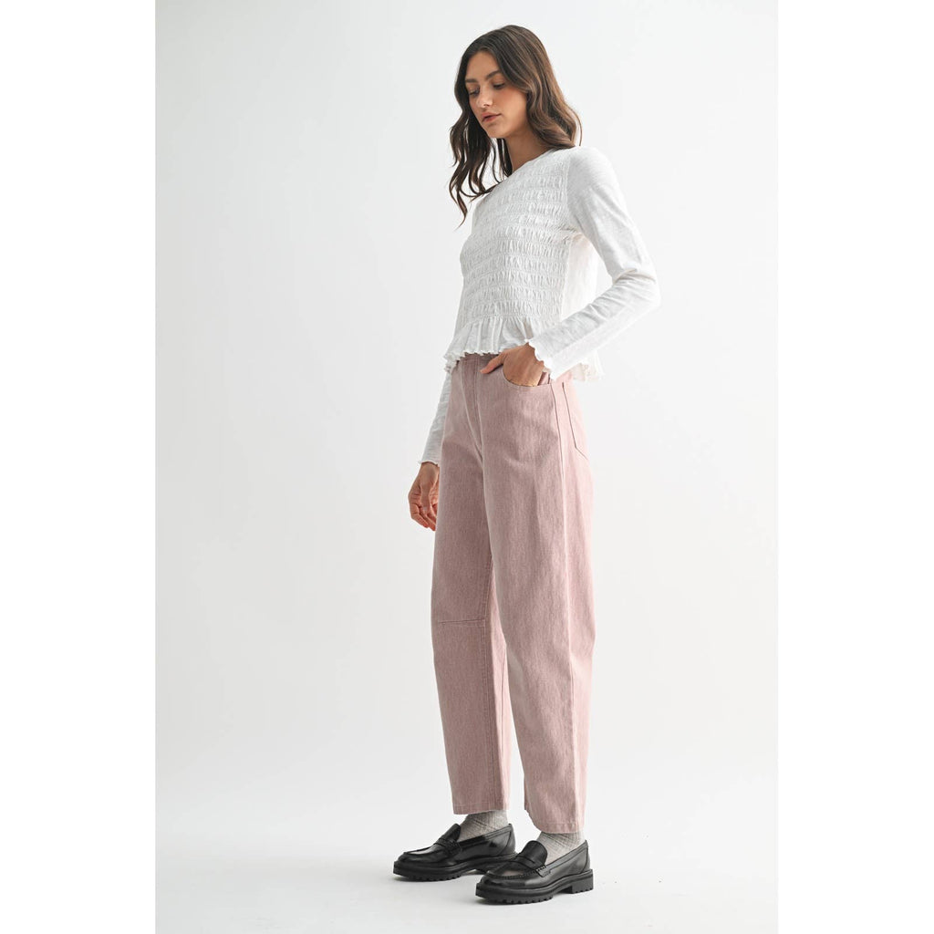 Smocked Slub Knit Top