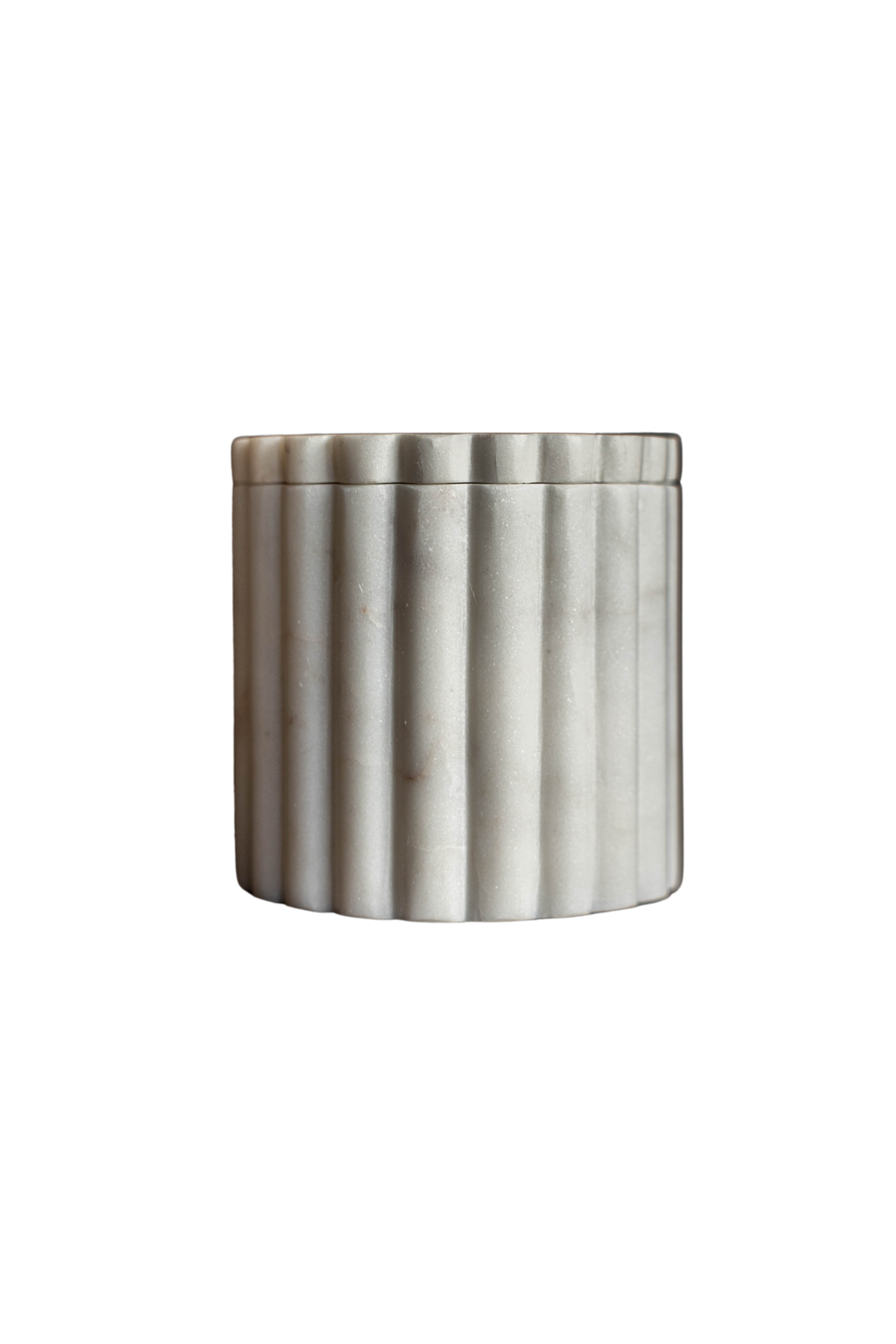 White Marble Fluted Jar Canister