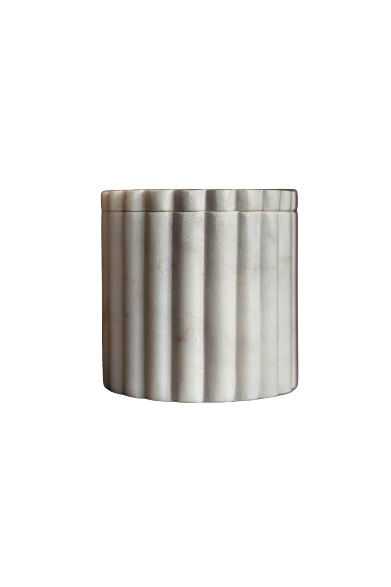 White Marble Fluted Jar Canister