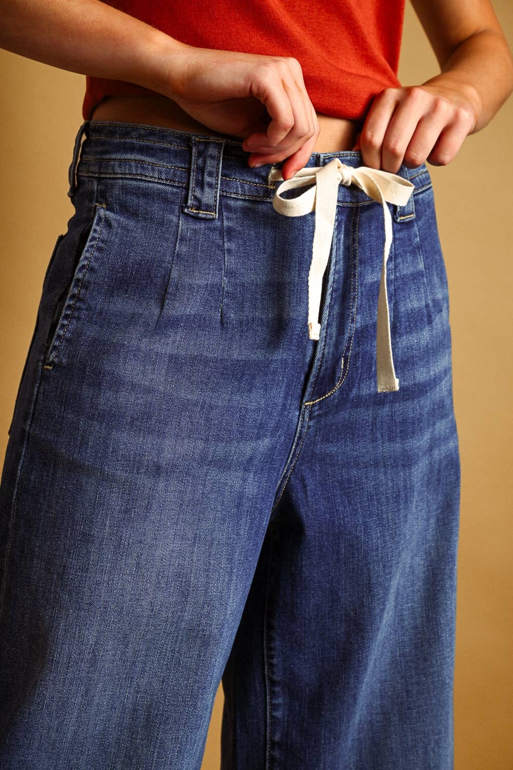 Tie Front Denim Pants