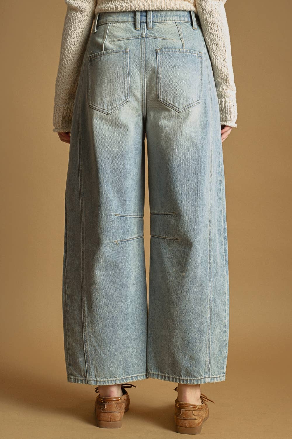 Light Washed Denim Barrel Pants