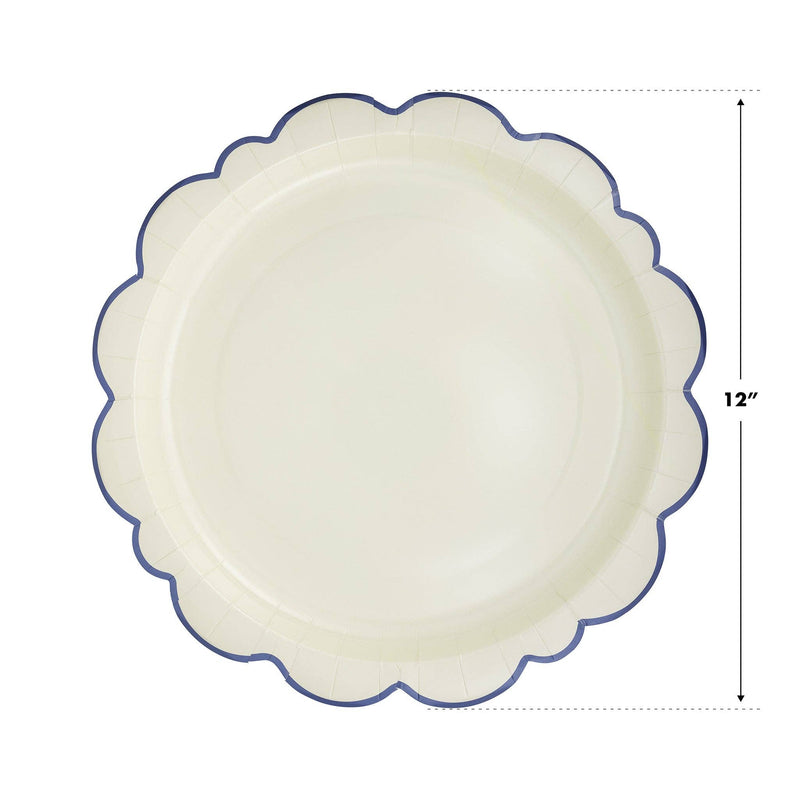 Pembroke Cream with Blue Edge 12" Paper Plate