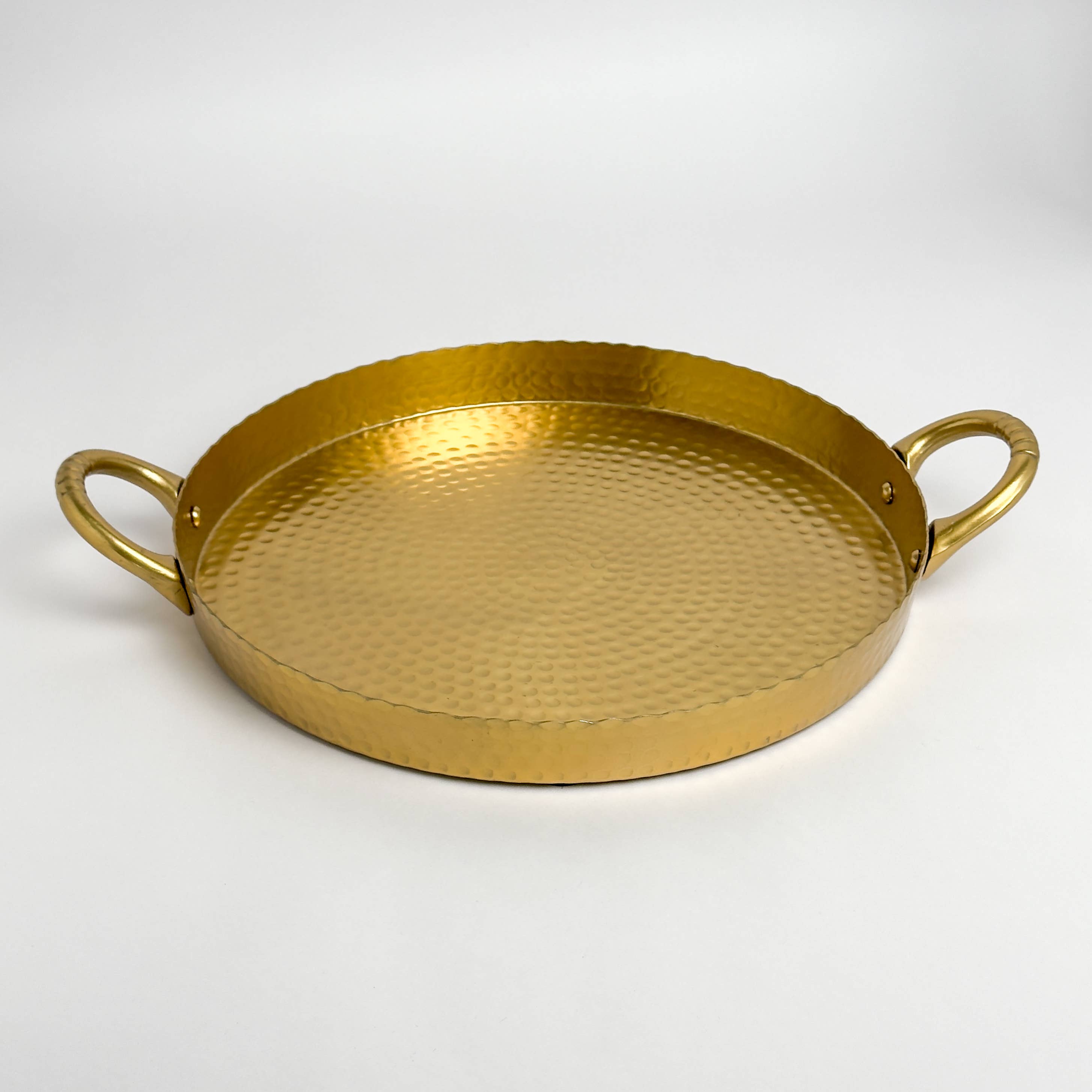 Alum Gold Round Tray W/ handle
