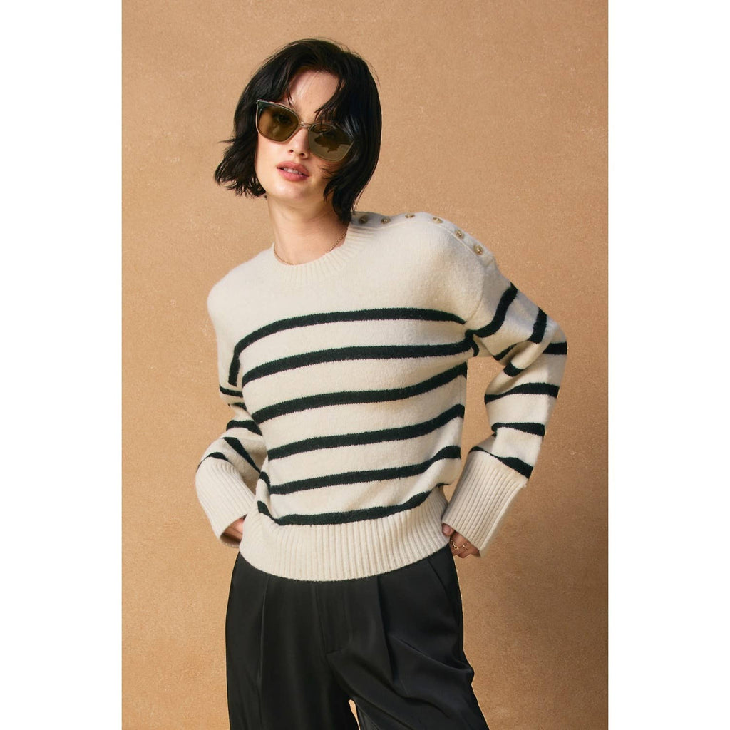Striped Button Detail Sweater
