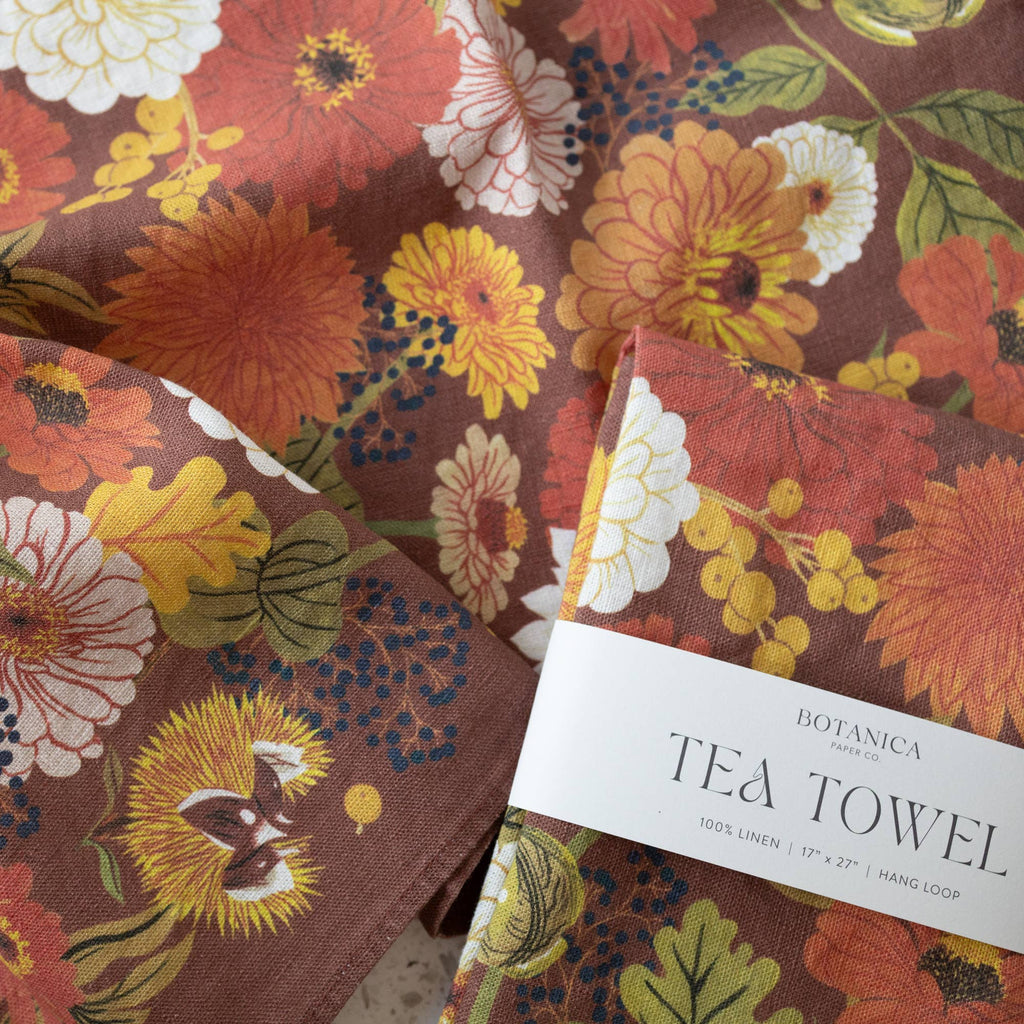 Autumn Linen Tea Towel