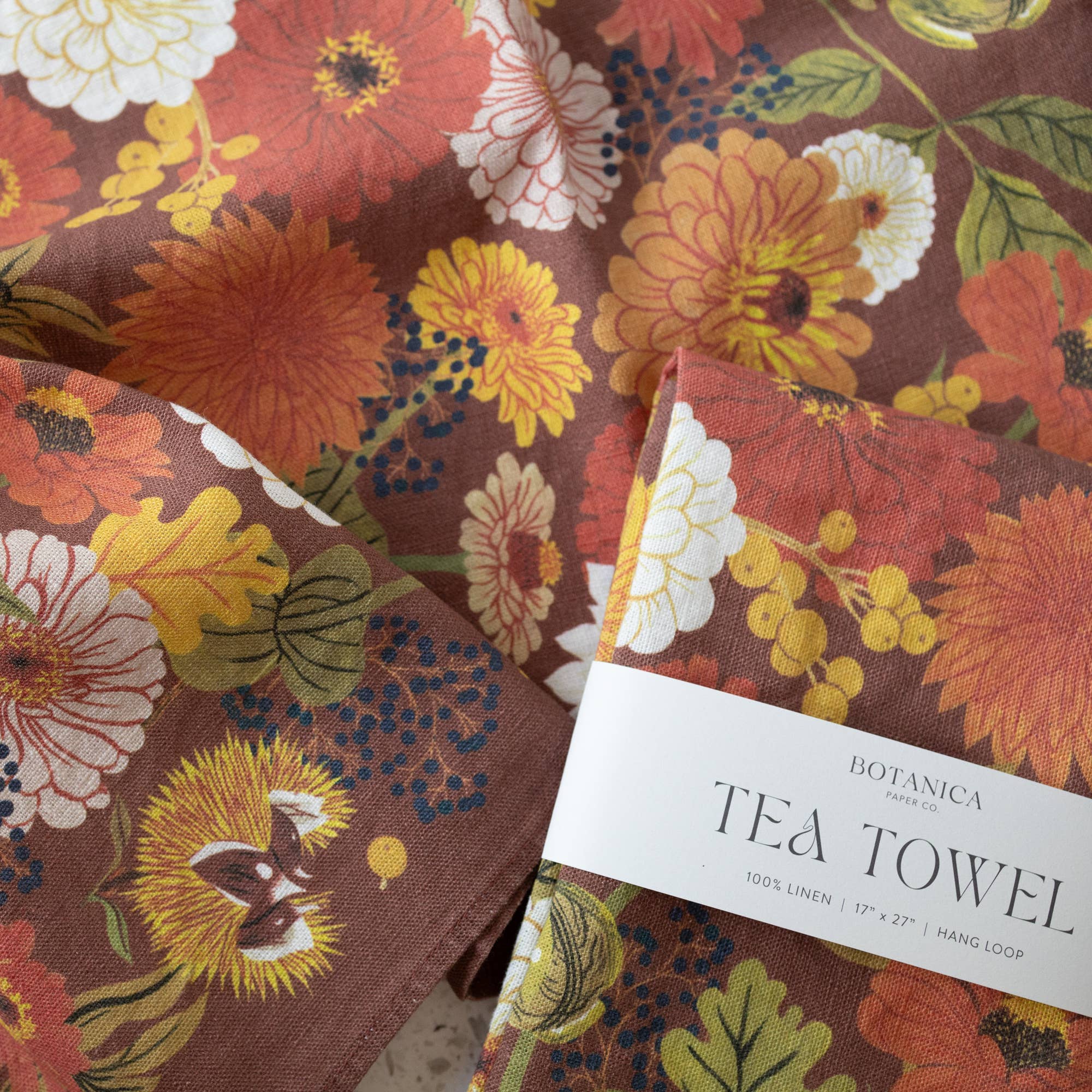 Autumn Linen Tea Towel