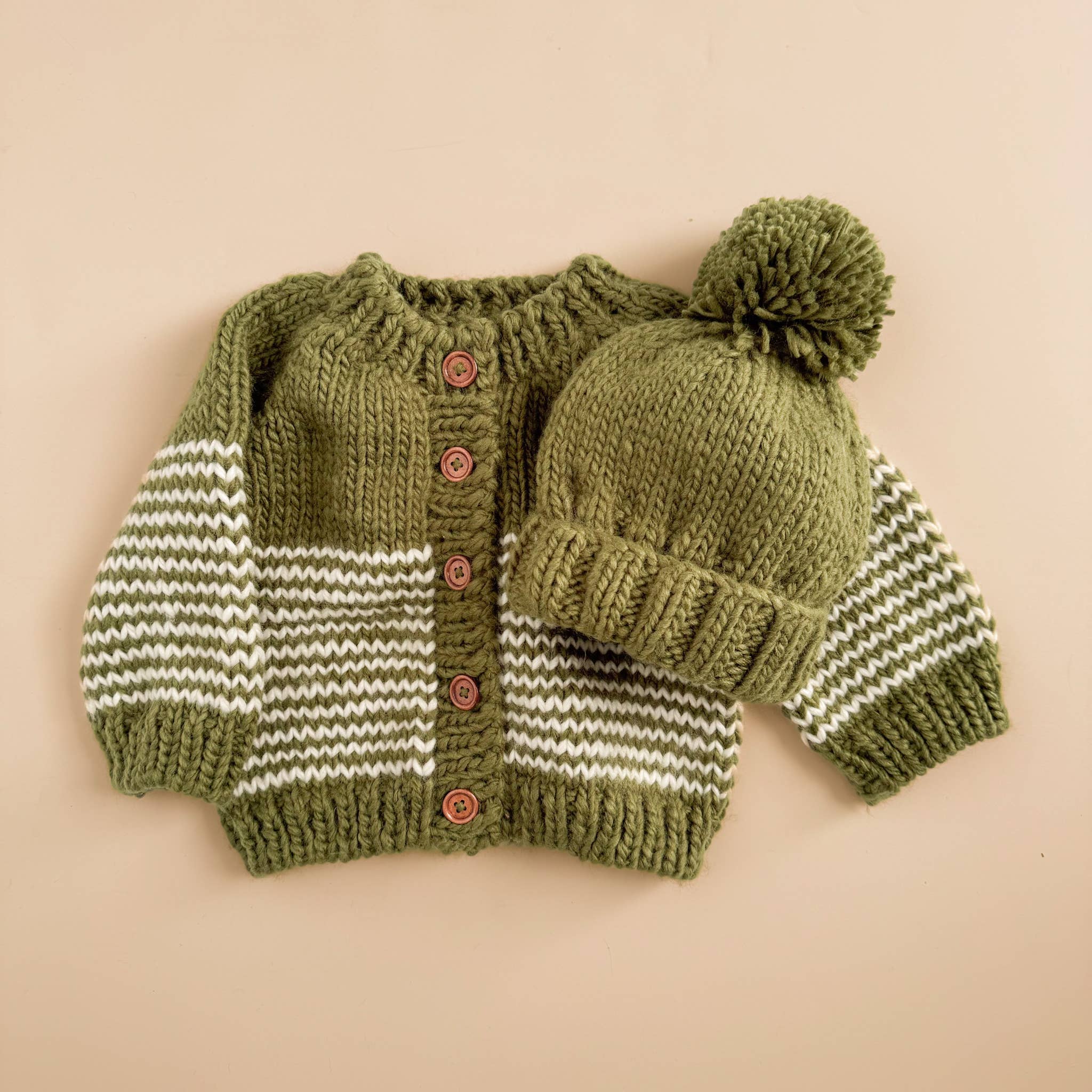 Moss Stripe Cardigan Baby Sweater