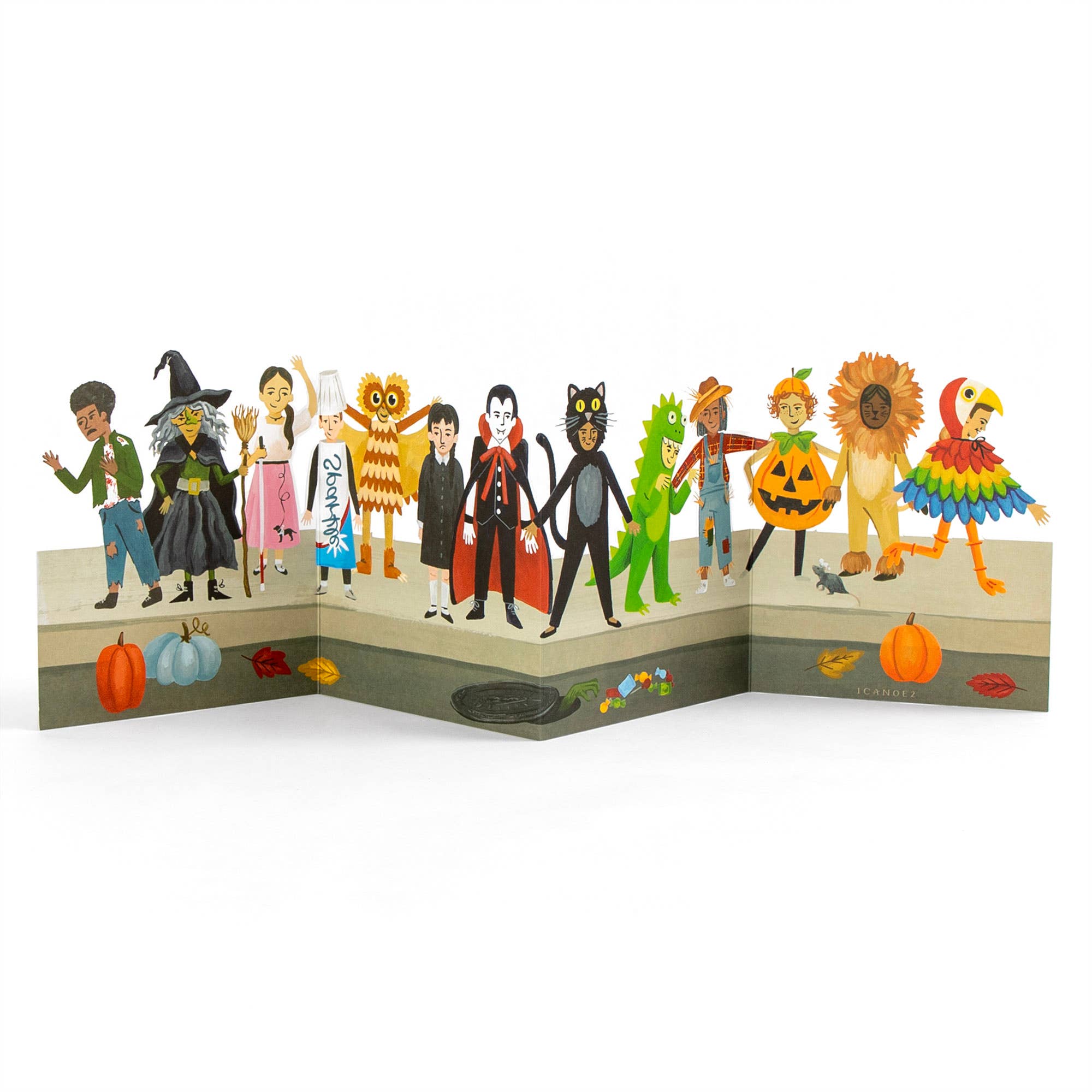 Trick-Or-Treaters Halloween Accordion Greeting Card