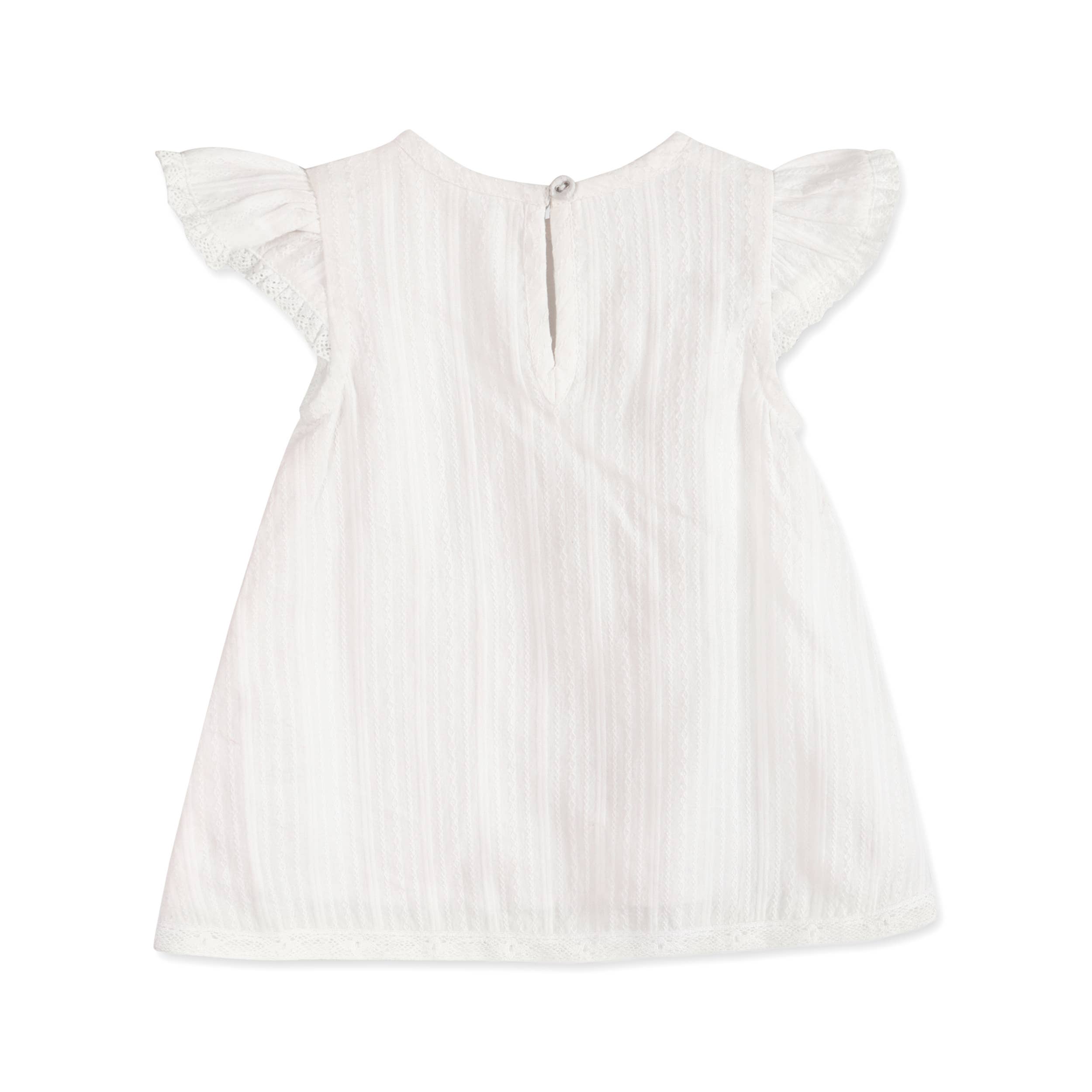 Noelle Dobby White A Line Baby Dress + Bloomer Set