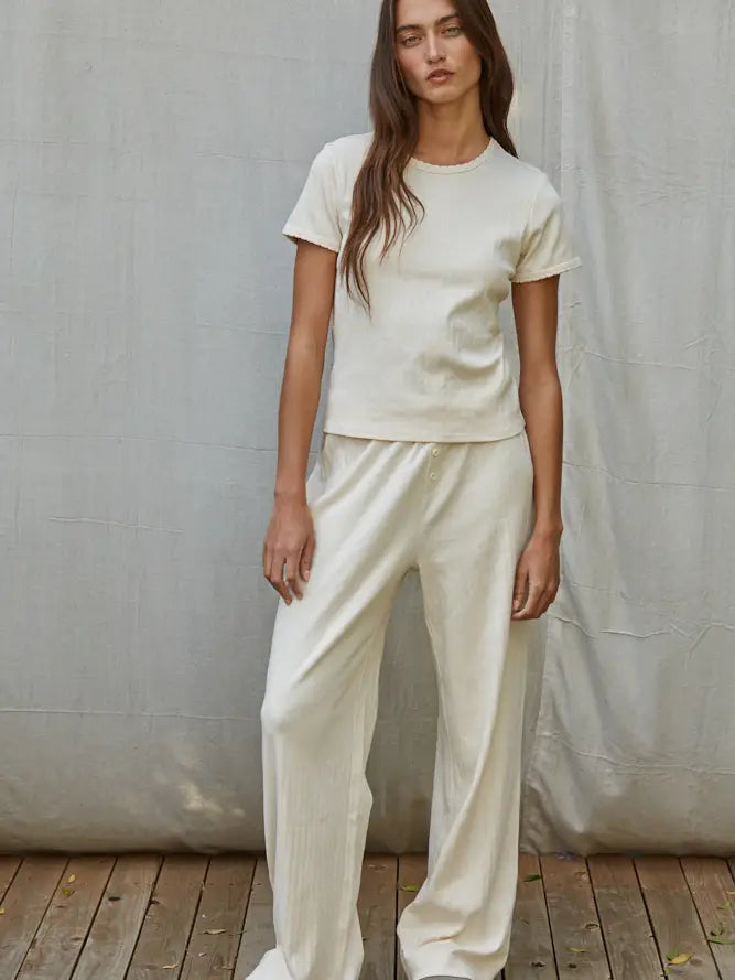 Pointelle Top in Cream