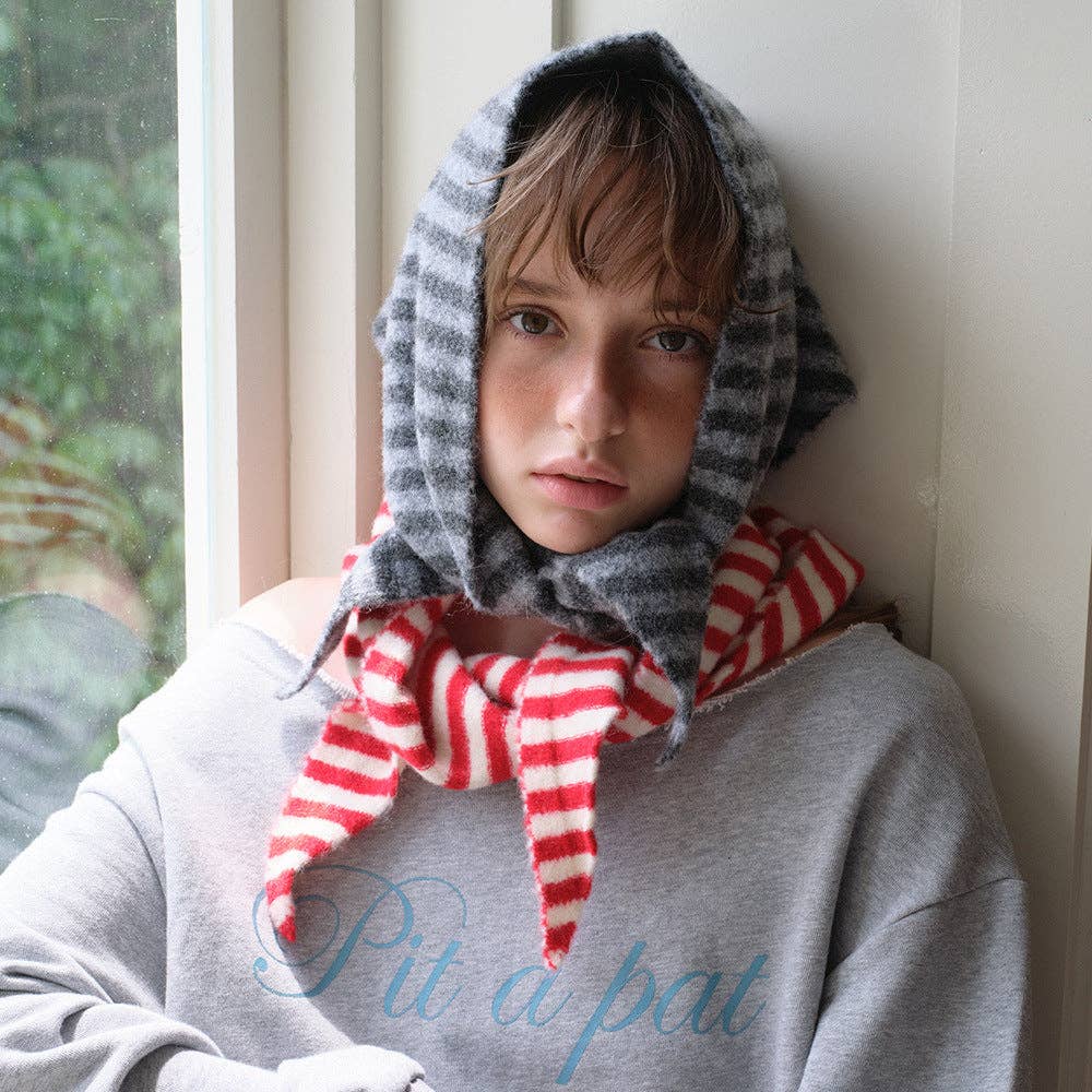 Striped Wool Triangle Scarf