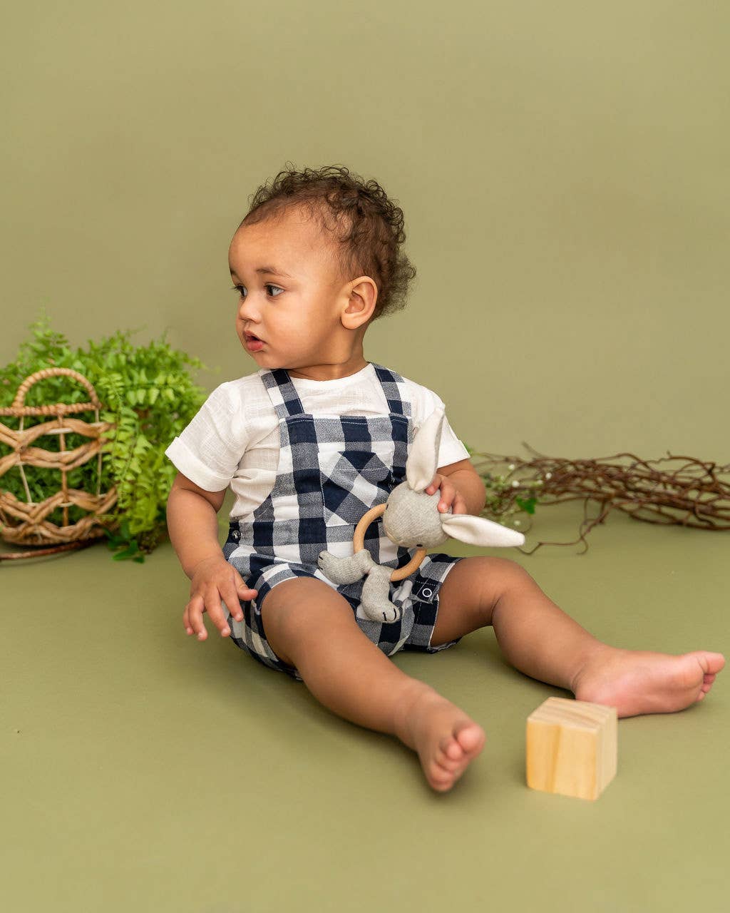 Raphael Checker Gingham Romper + Shirt Set (Organic Cotton)