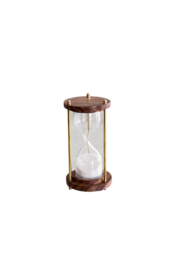 Brass & Solid Wood Antique Hourglass