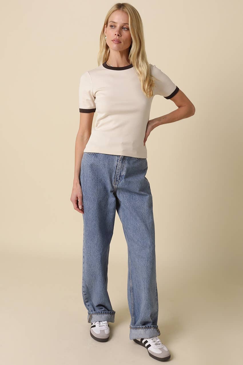 Ivy Contrast Trim Crewneck Tee