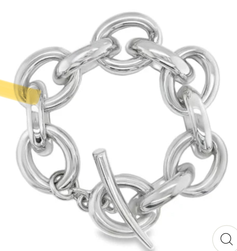 Chunky Oval and Half Circle Link Bracelet