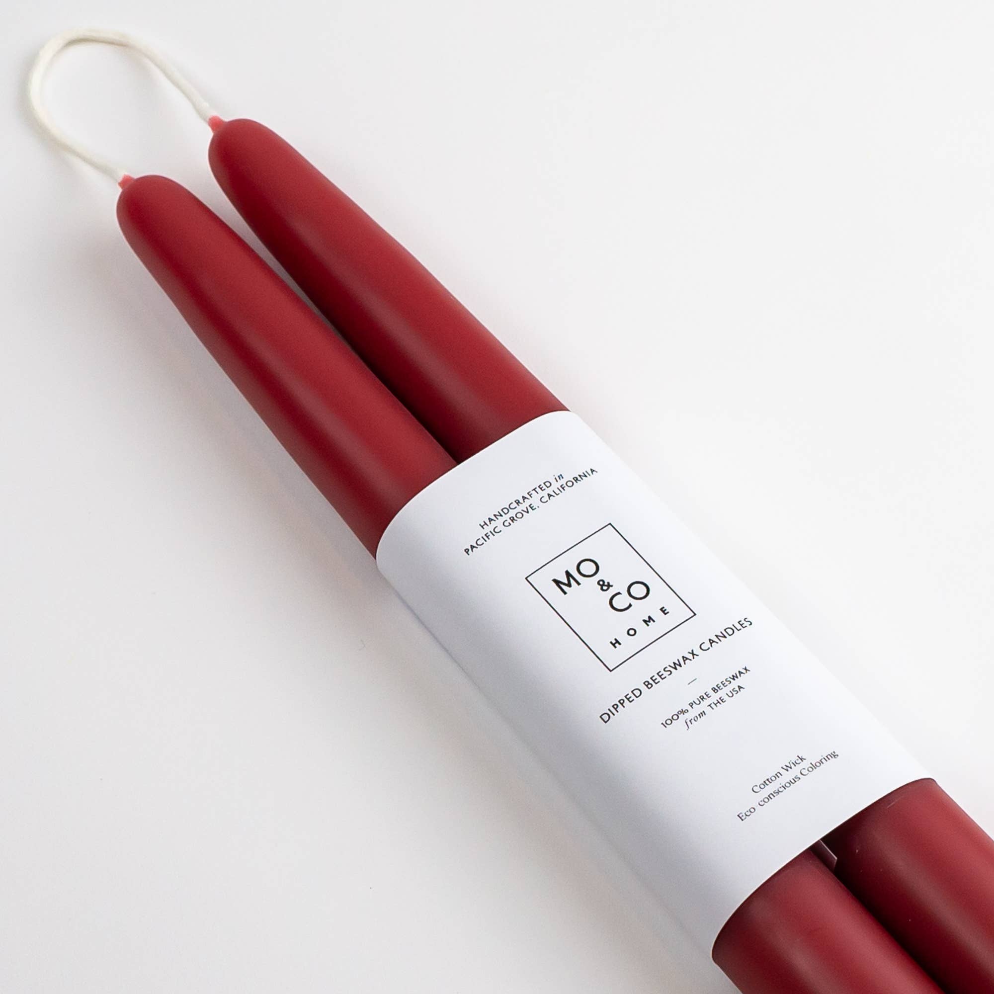 Berry Red Dipped Beeswax Taper Candles