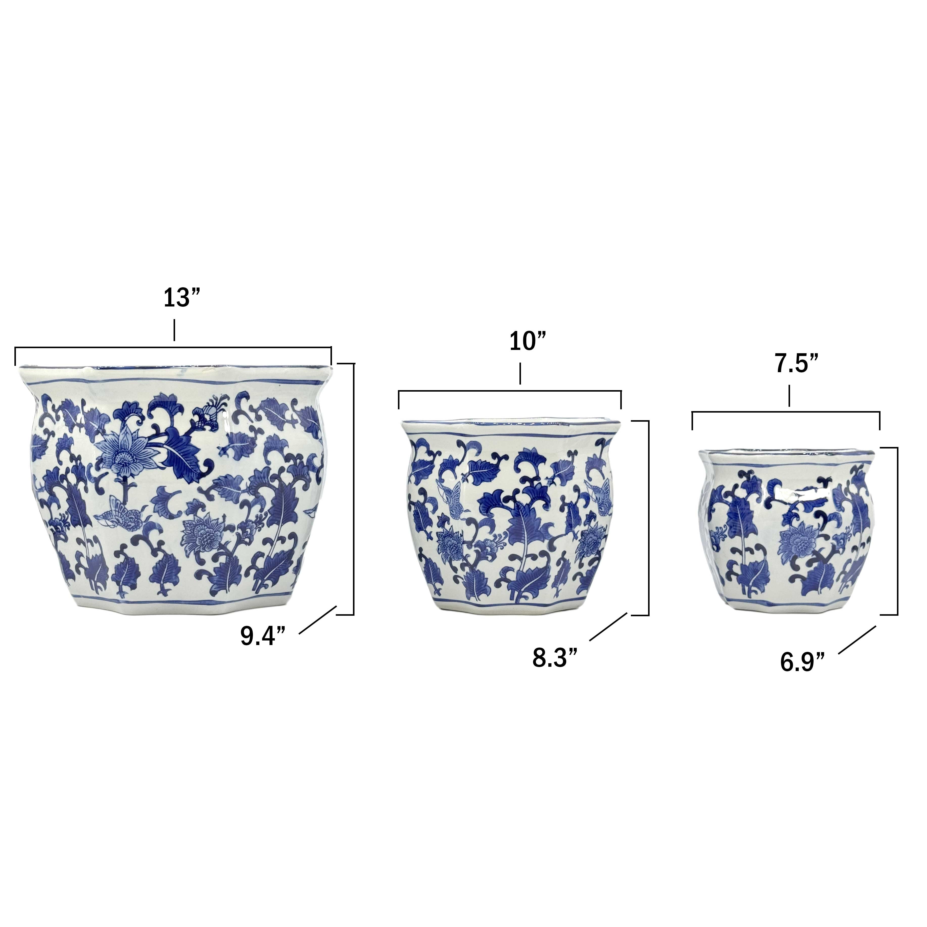 Chinoiserie Planter Pots- Asst Sizes