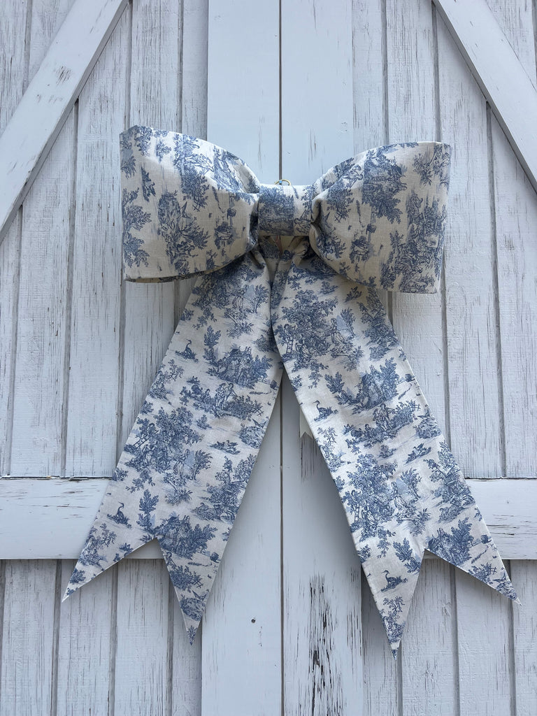 Blue Toile with Beige Background
