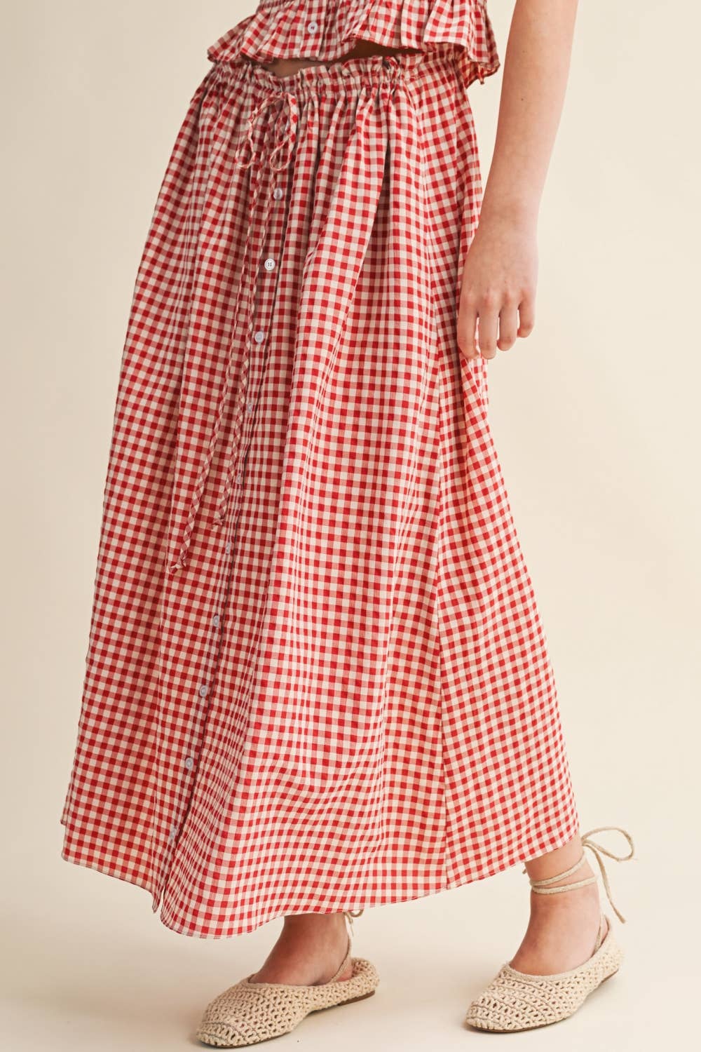 Gingham Button Skirt