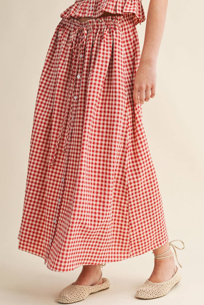 Gingham Button Skirt