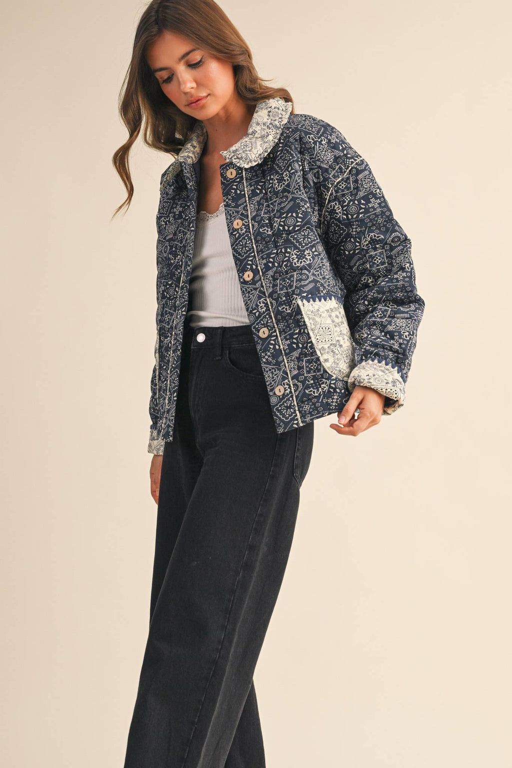 Quilted Bandana Print Jacket