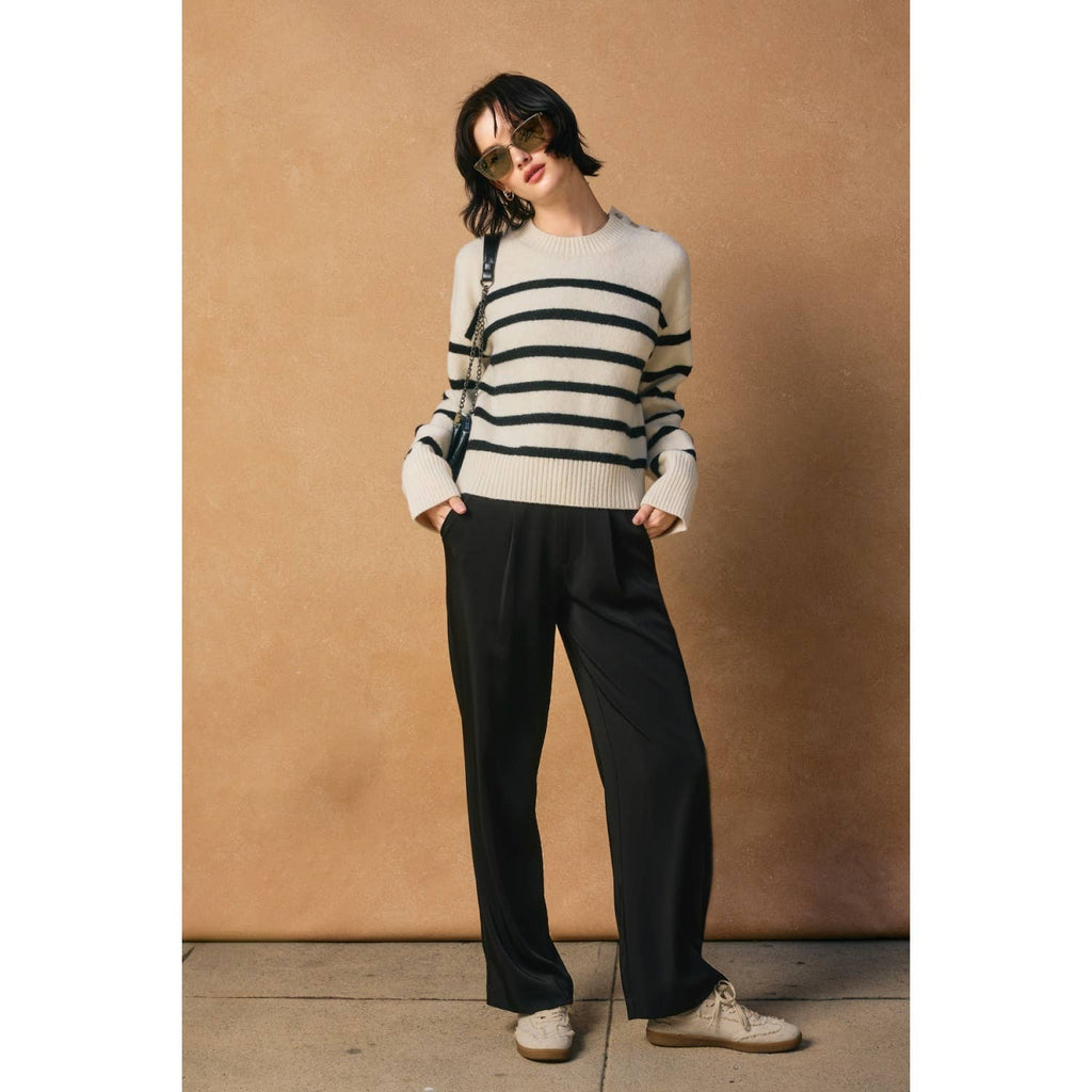 Striped Button Detail Sweater