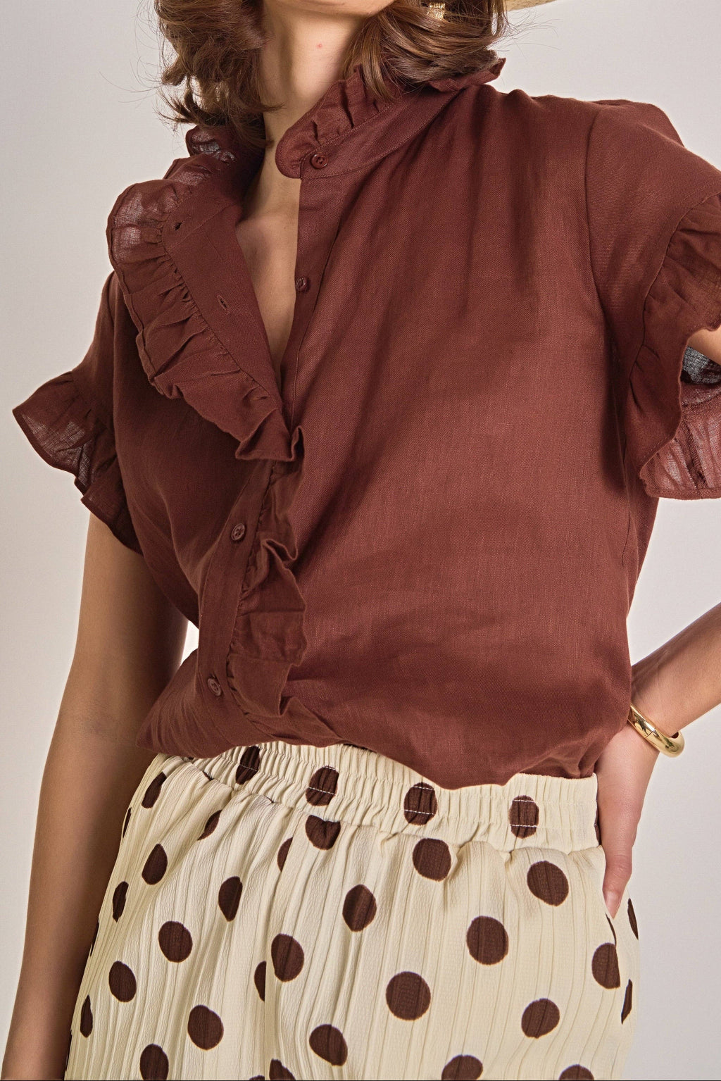 Linen Ruffle Shirt