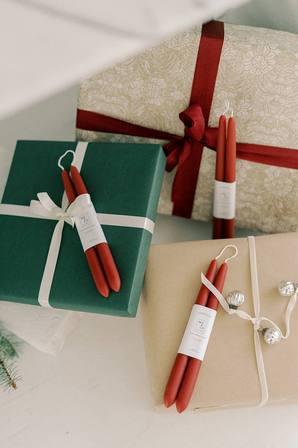 Berry Red Dipped Beeswax Taper Candles