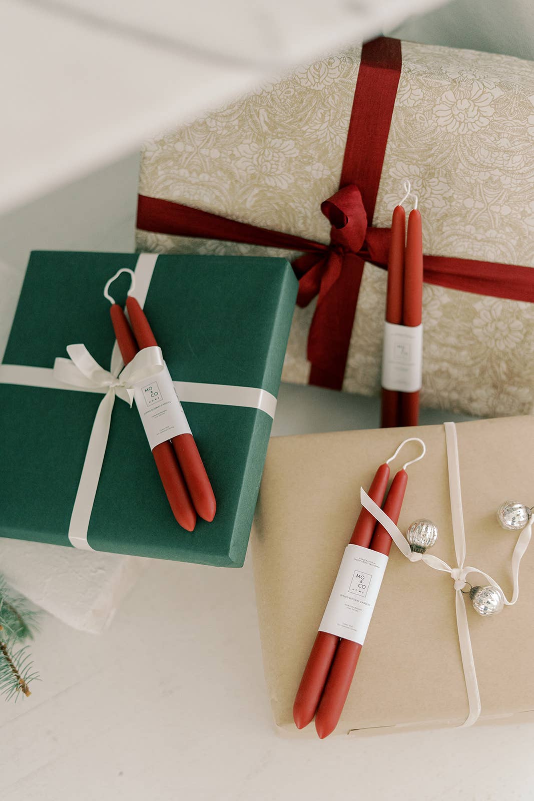 Berry Red Dipped Beeswax Taper Candles