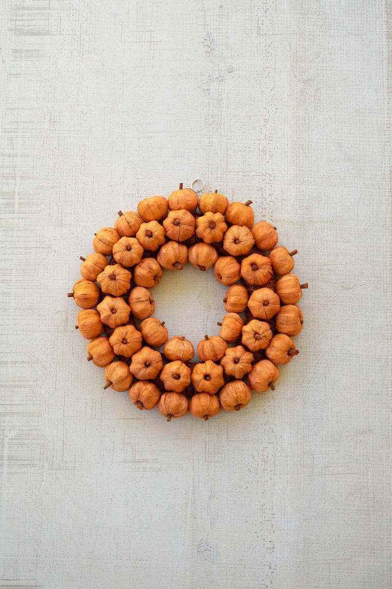 Orange Faux Pumpkin Wreath