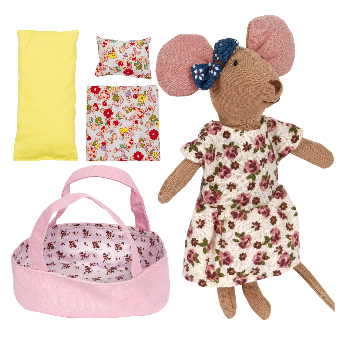 Mouse & Carry Cot Set in Flower Dress