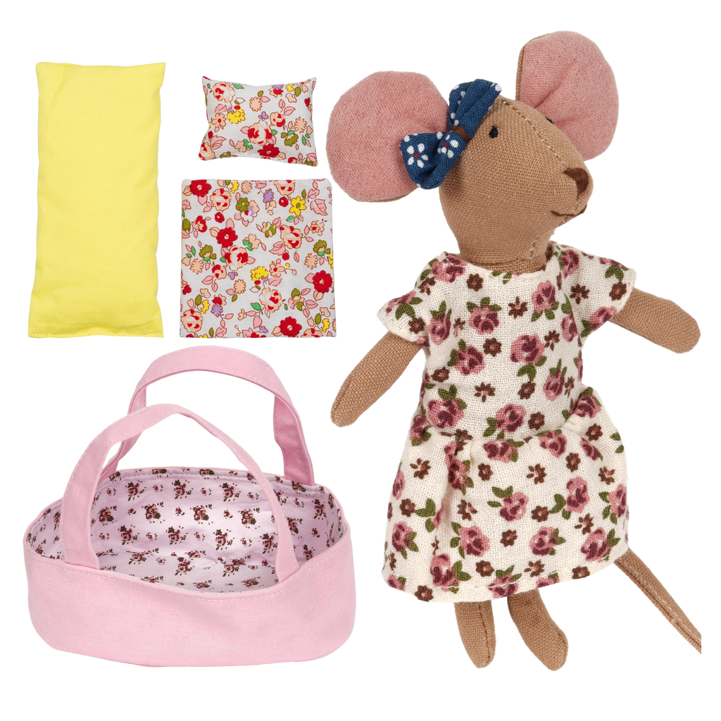Mouse & Carry Cot Set in Flower Dress