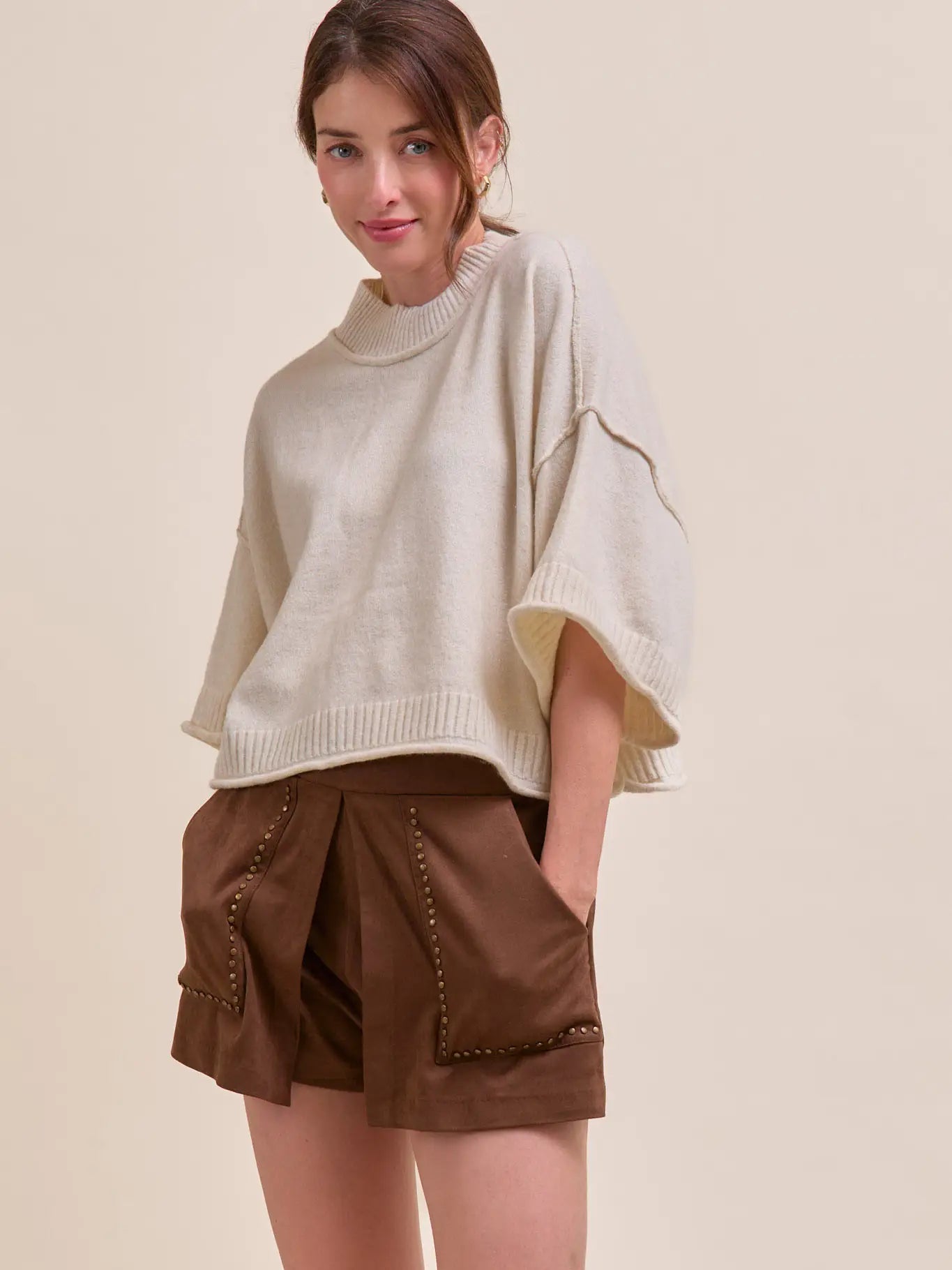 Mock Neck Sweater in Ivory