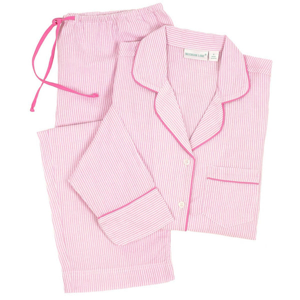 Pink Seersucker-Pink Long Sleeve Pajamas