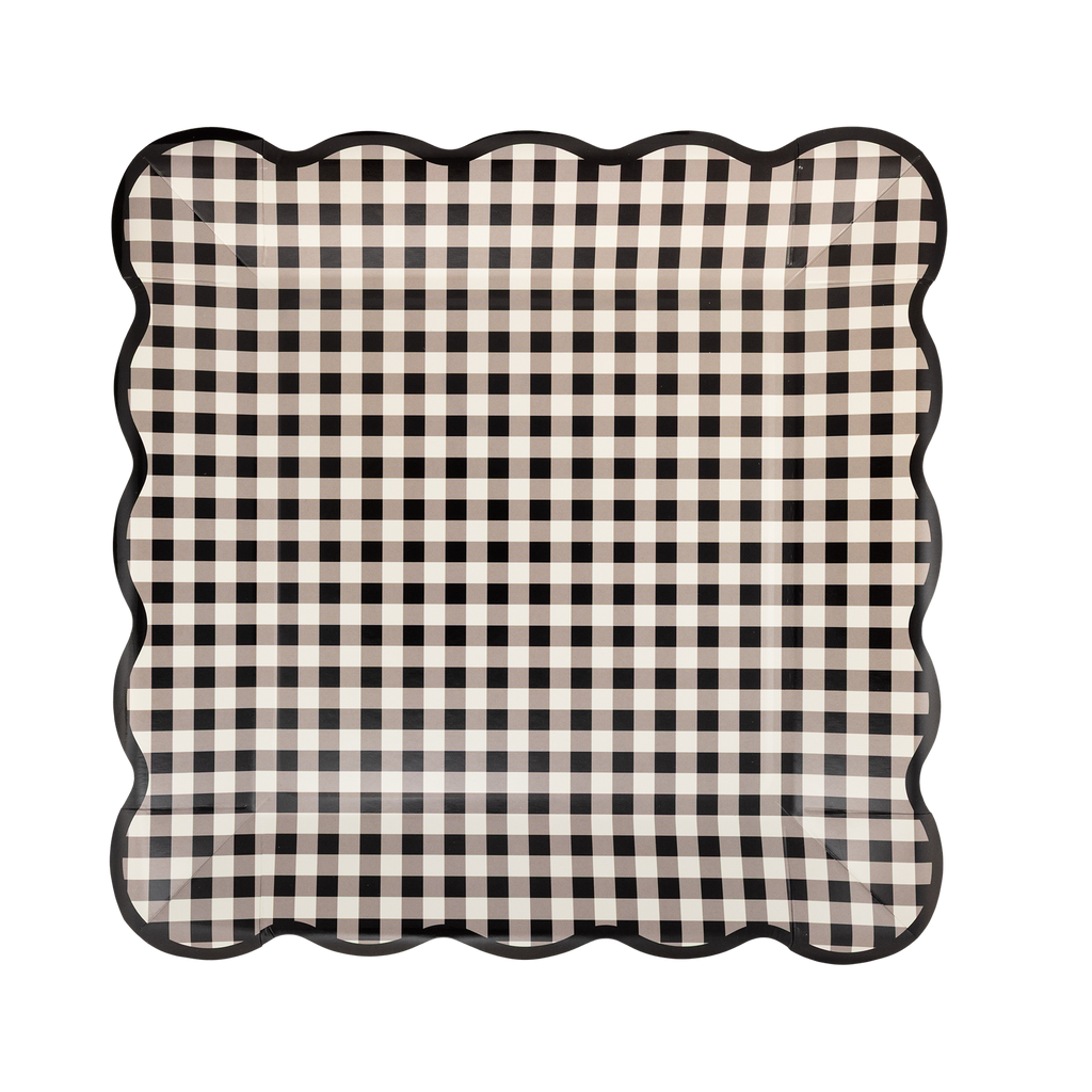 Black Gingham Paper Plates