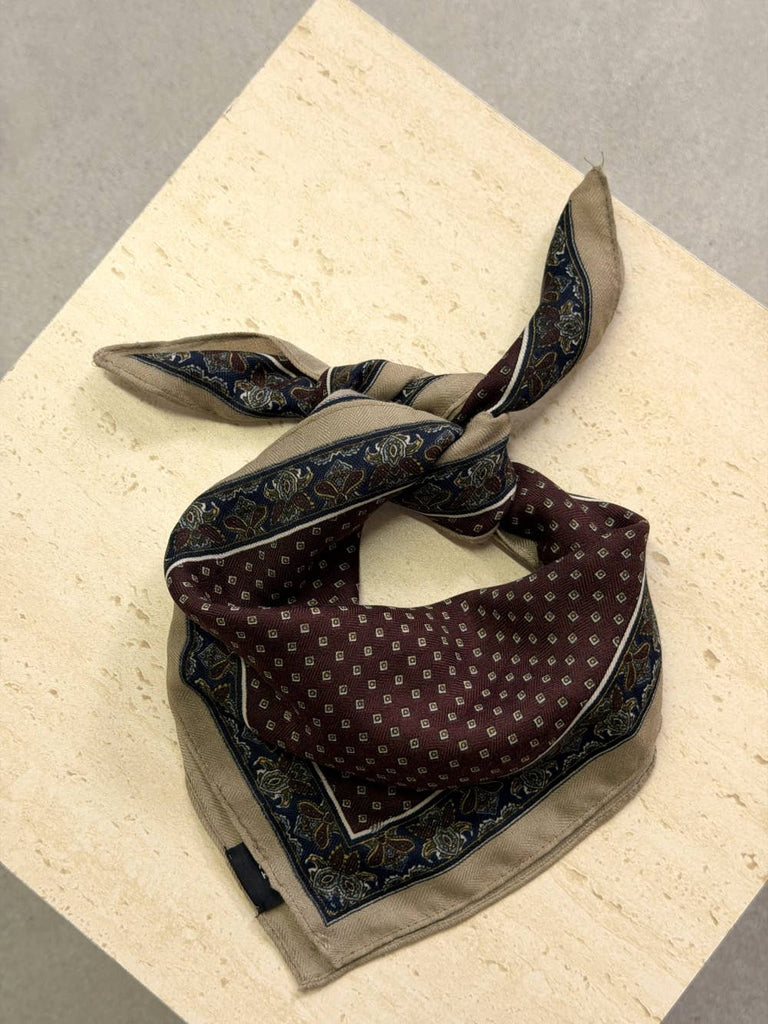 Border Print Square Scarf