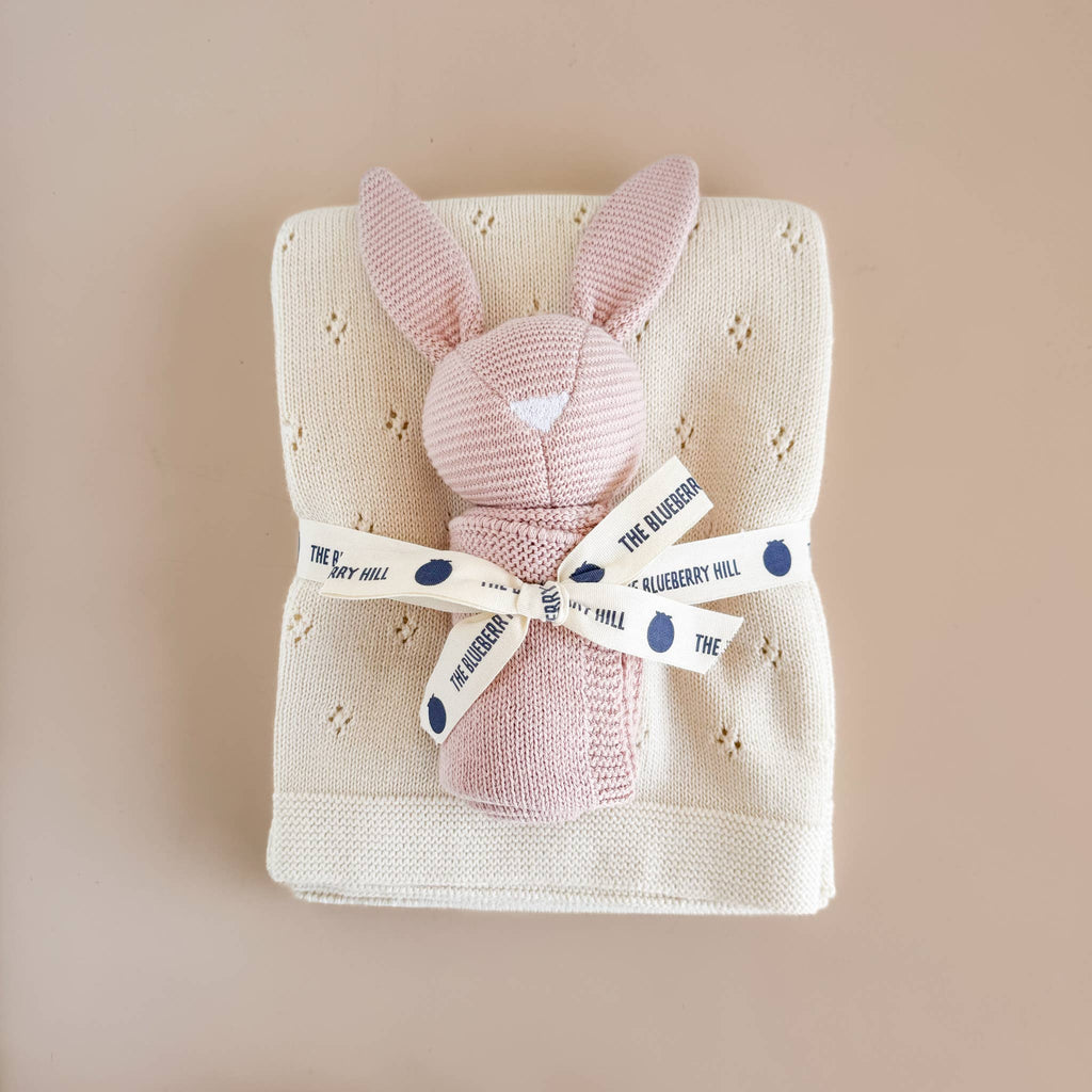 Blush Bunny Lovey Blanket Set