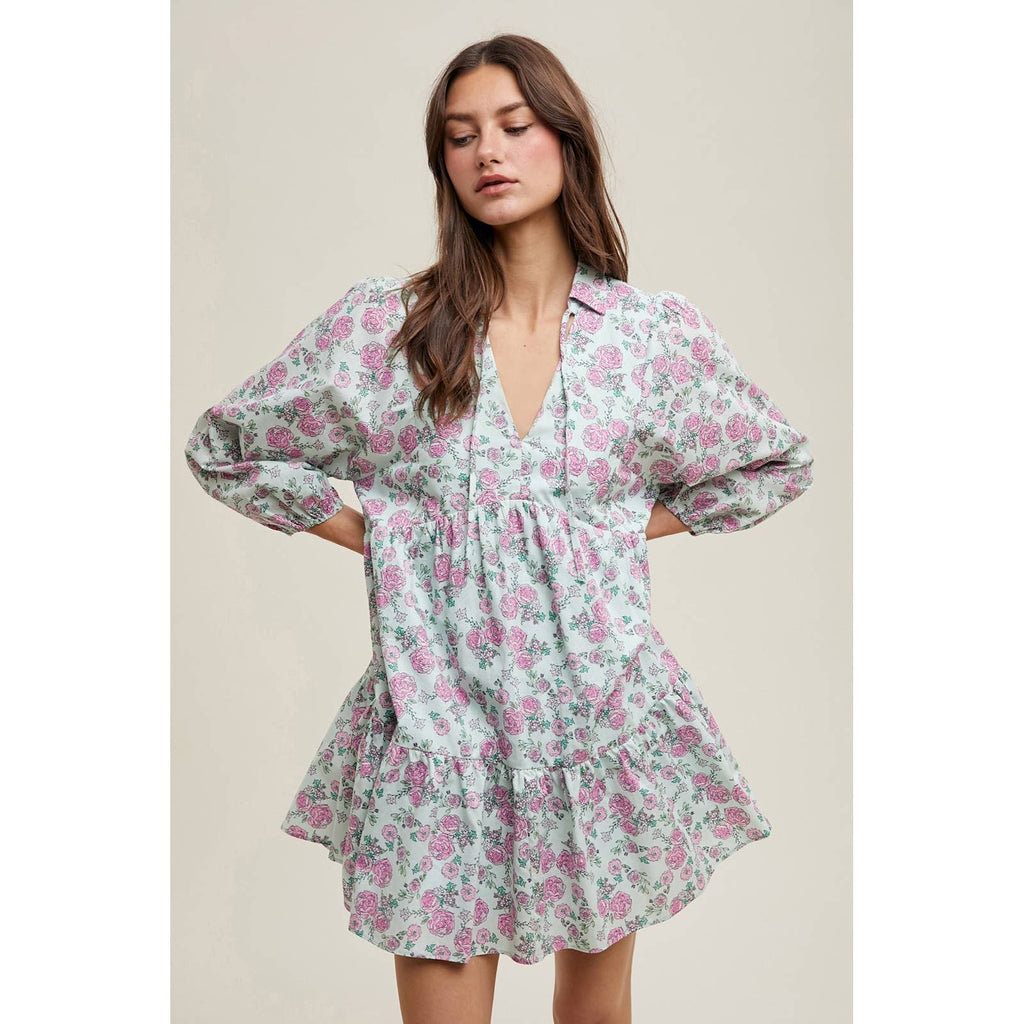 Floral Collared Mini Dress