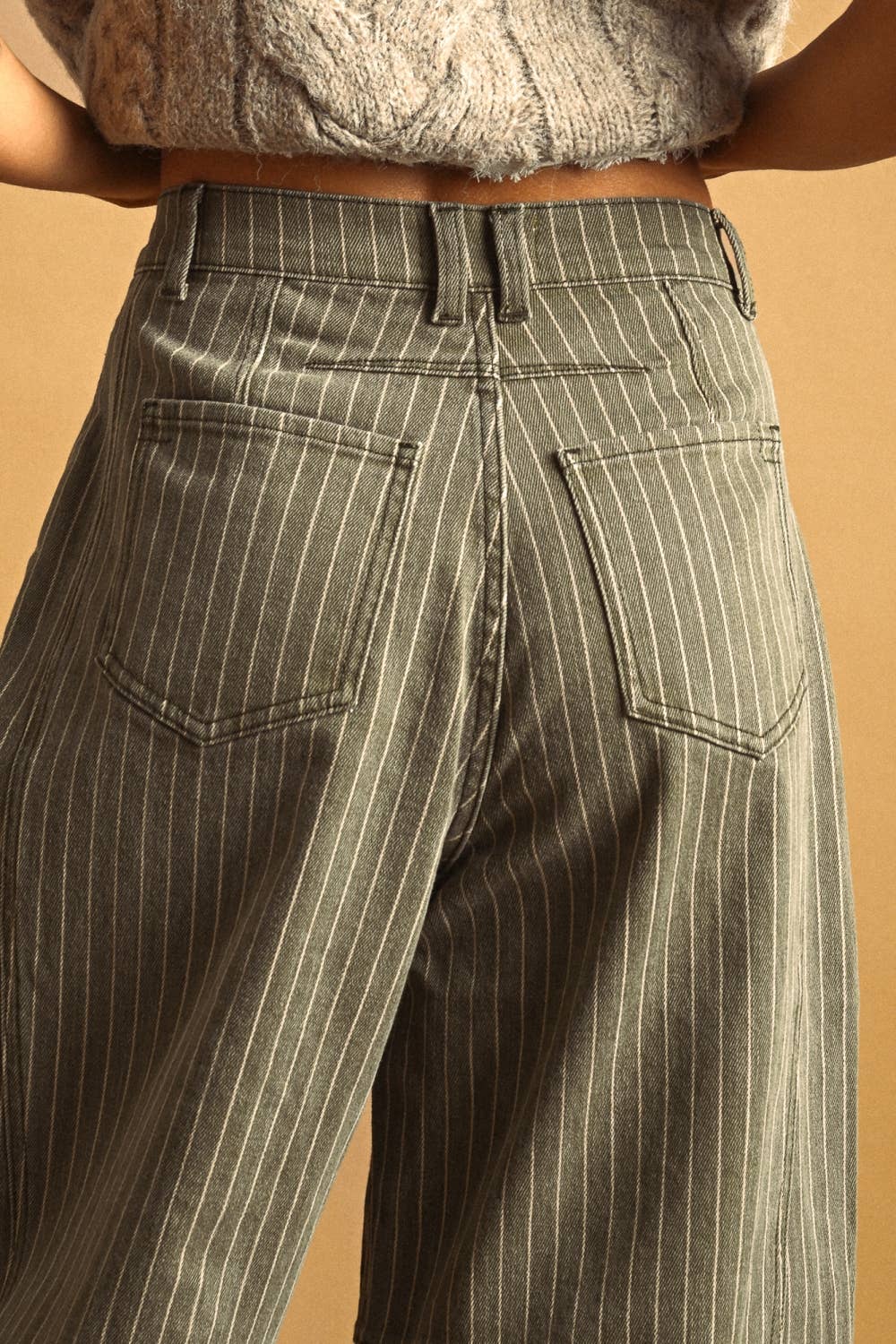 Pinstriped Barrel Pants