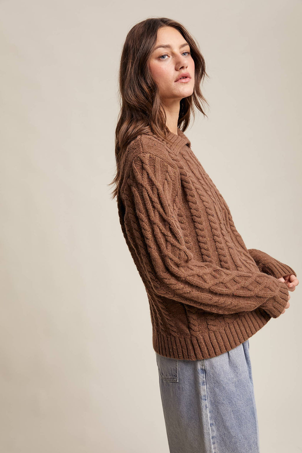Collared Cable Knit Sweater