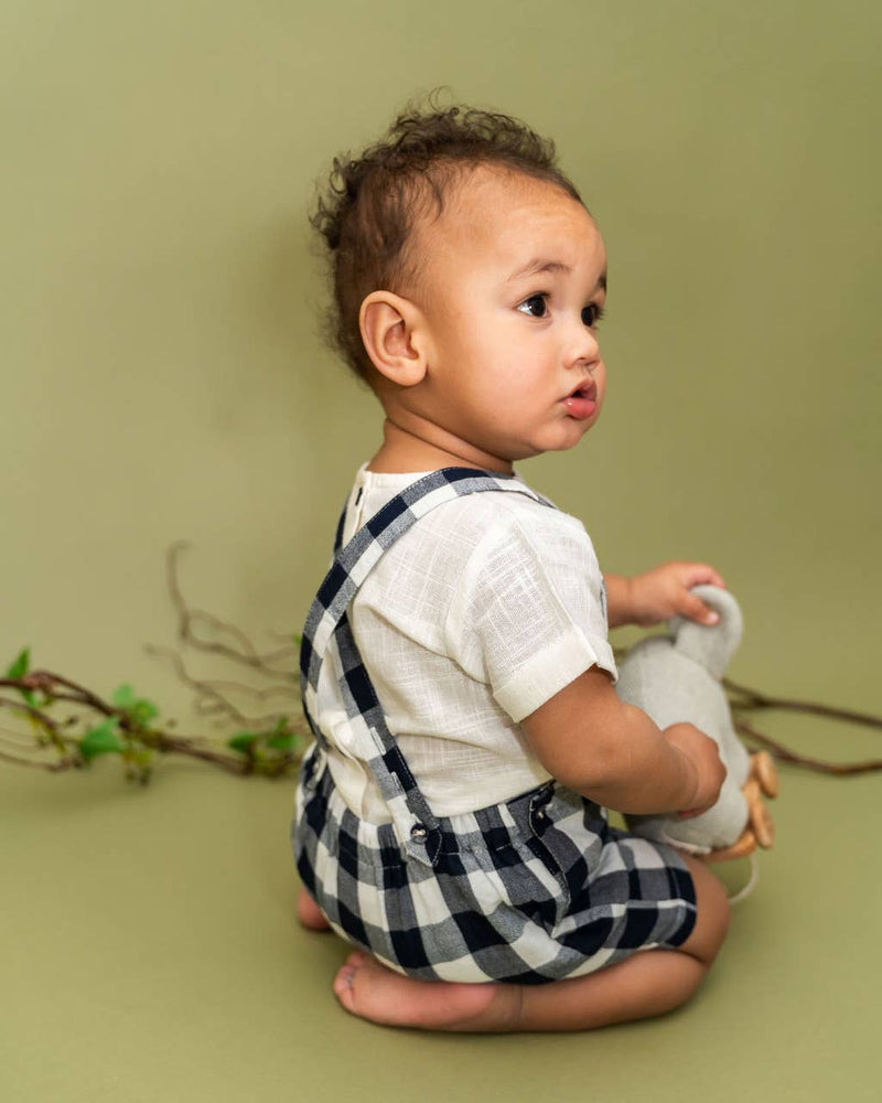 Raphael Checker Gingham Romper + Shirt Set (Organic Cotton)