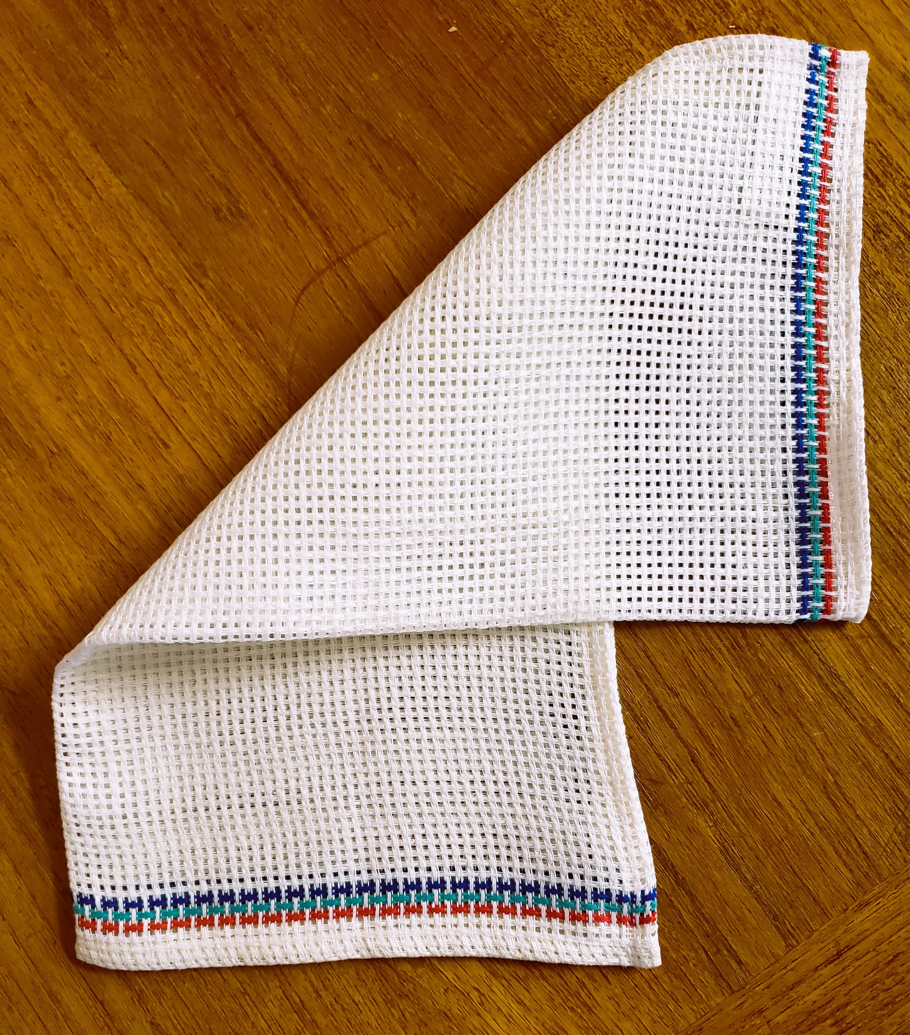 Striped Border Linen Dish Cloth
