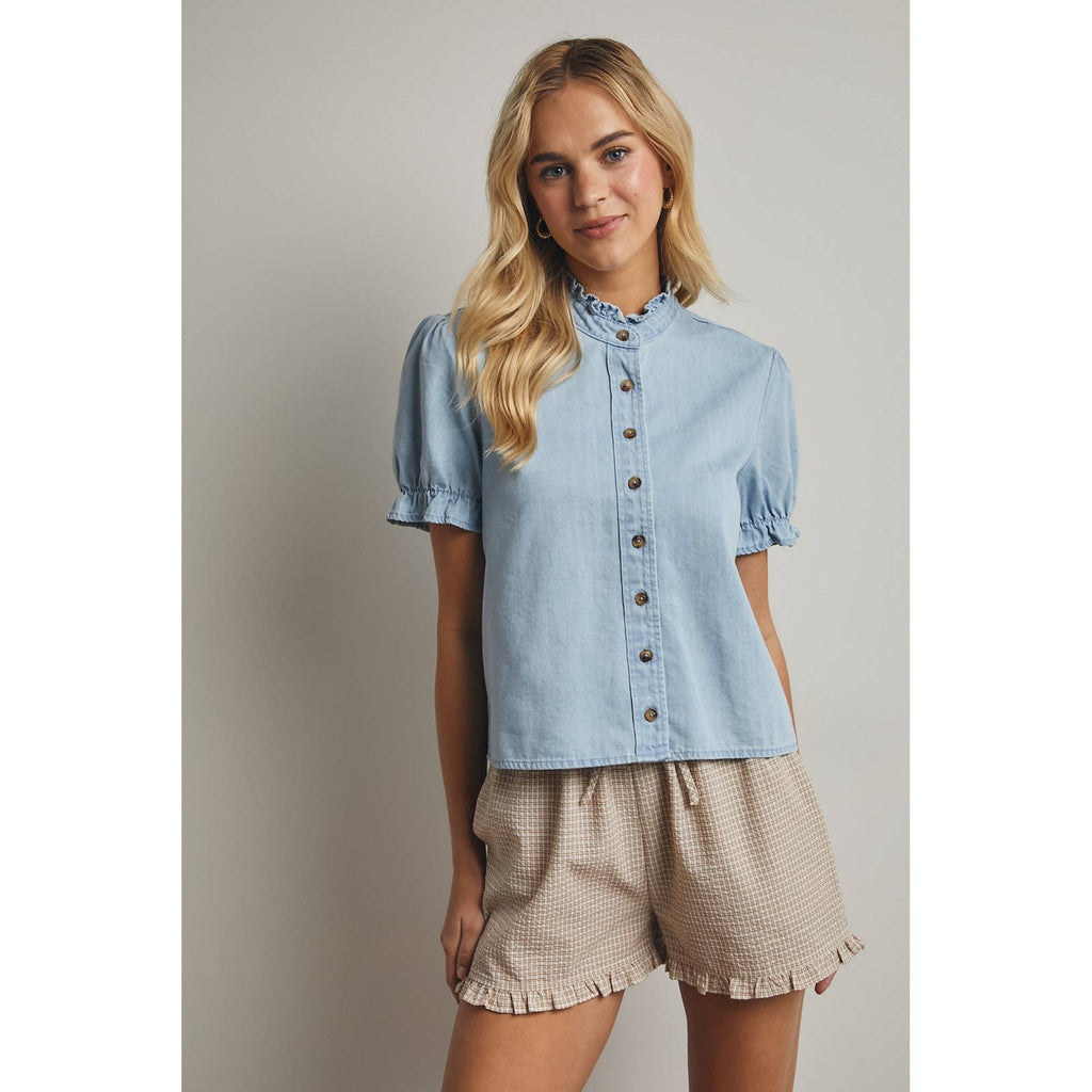 Puff Sleeve Denim Shirt