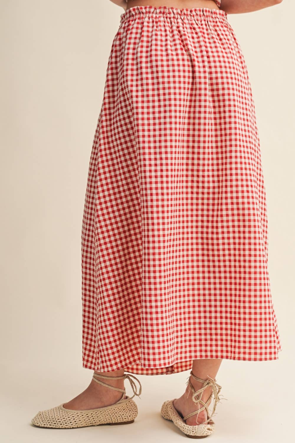 Gingham Button Skirt