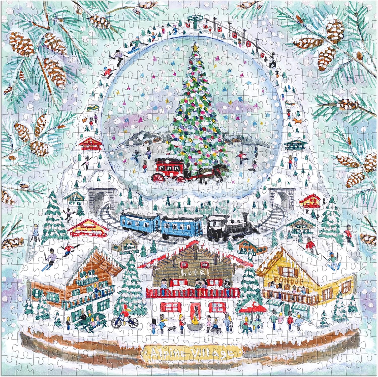 Michael Storrings Alpine Village Snowglobe Foil Puzzle
