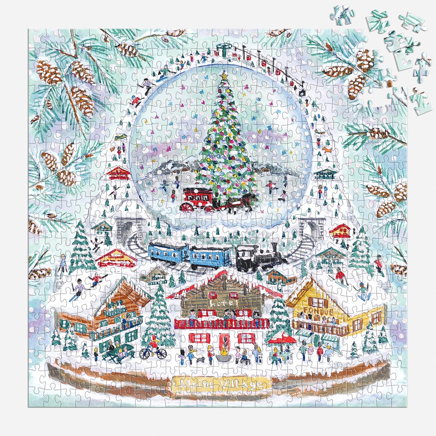 Michael Storrings Alpine Village Snowglobe Foil Puzzle