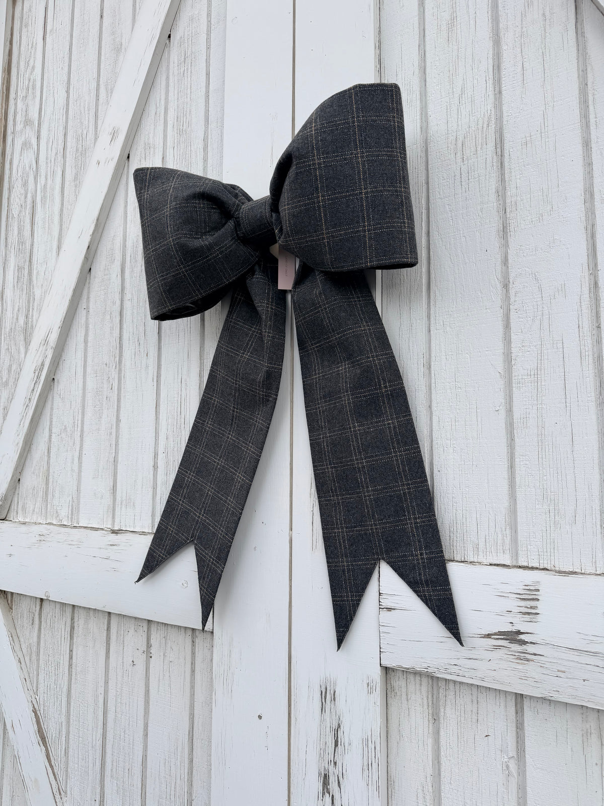 Charcoal Plaid Bow