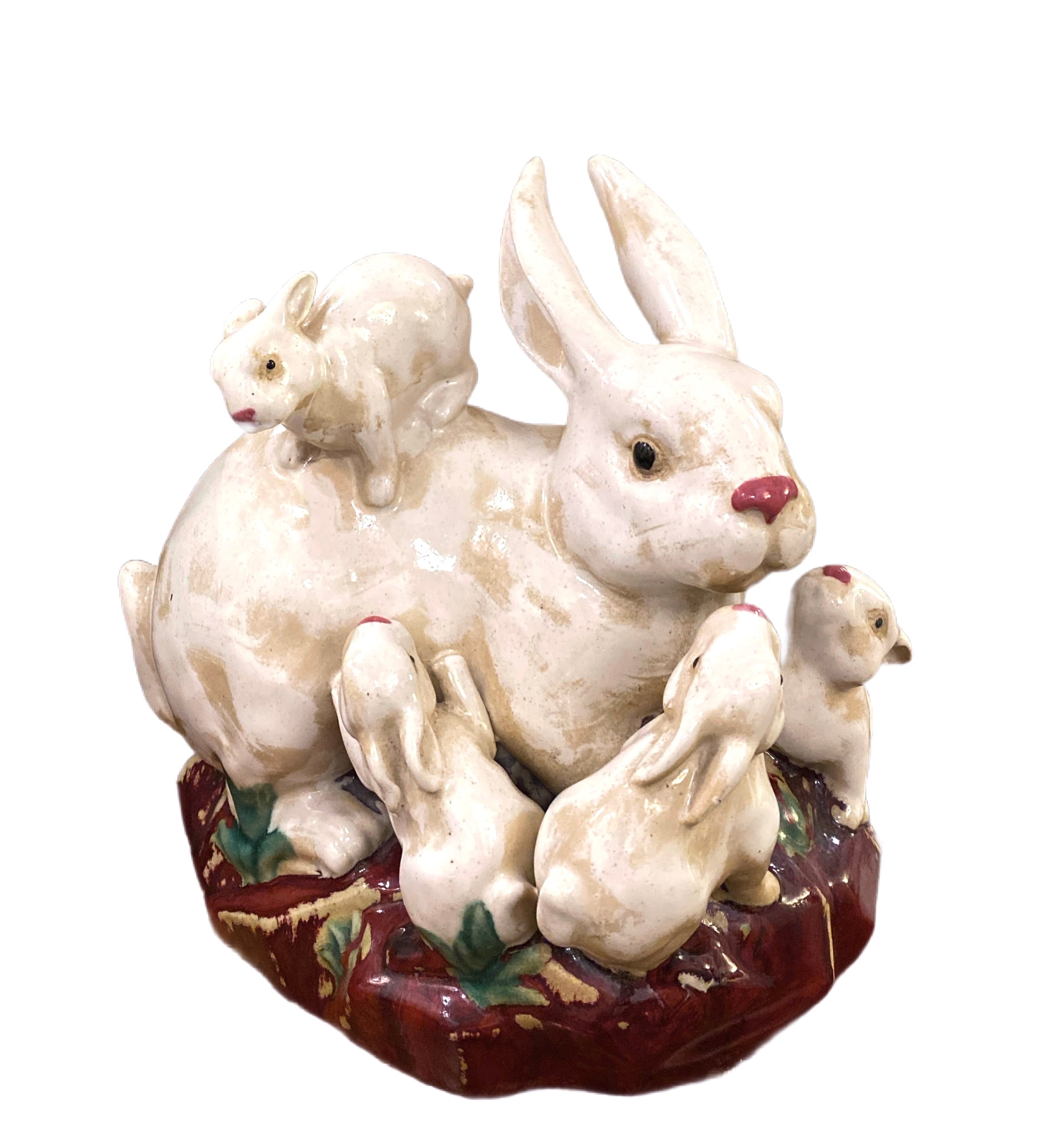 Majolica Bunny Family