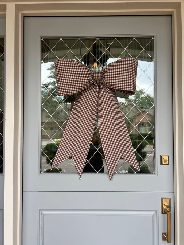 Brown Gingham Check Bow